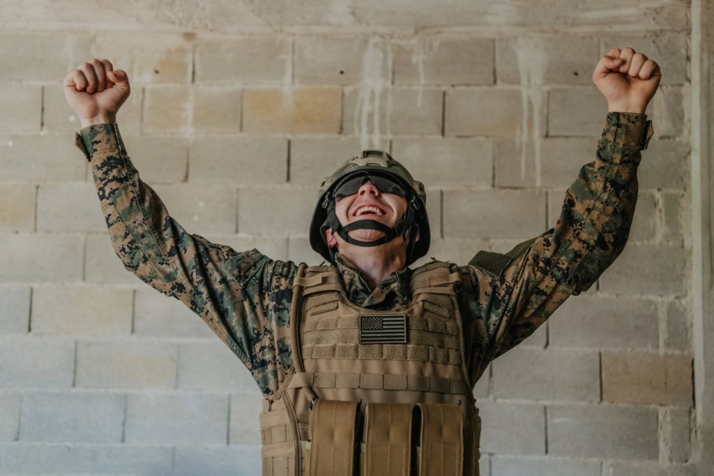 Marine Celebrating